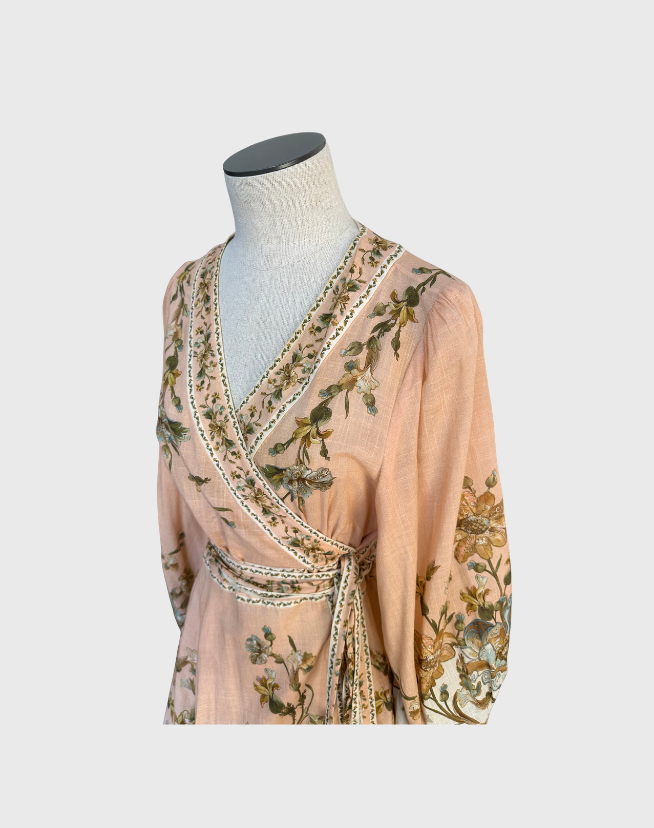 ZIMMERMANN CHINTZ FLORAL WRAP MINI DRESS - SIZE 3
