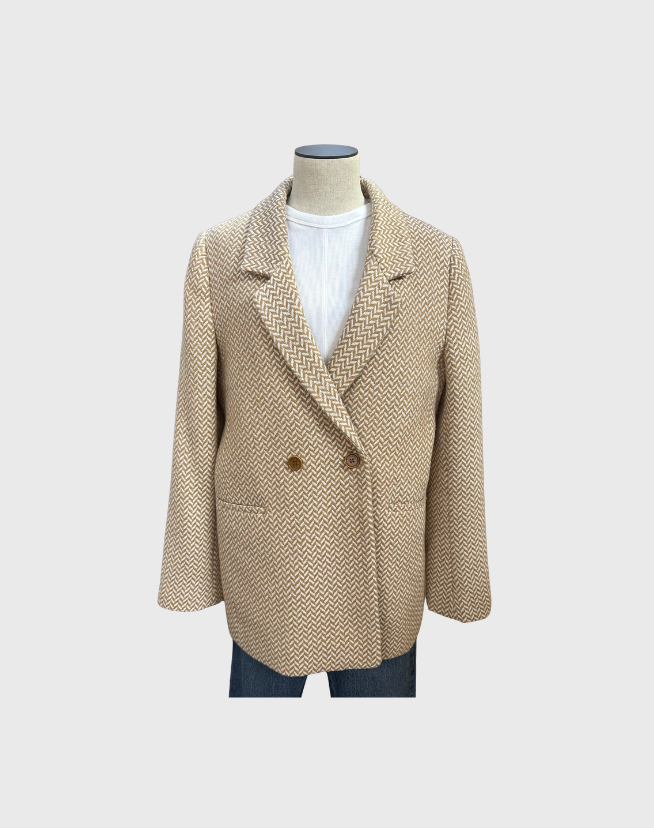 ANINE BING DOUBLE-BREASTED JACKET IN HERRINGBONE - SIZE M