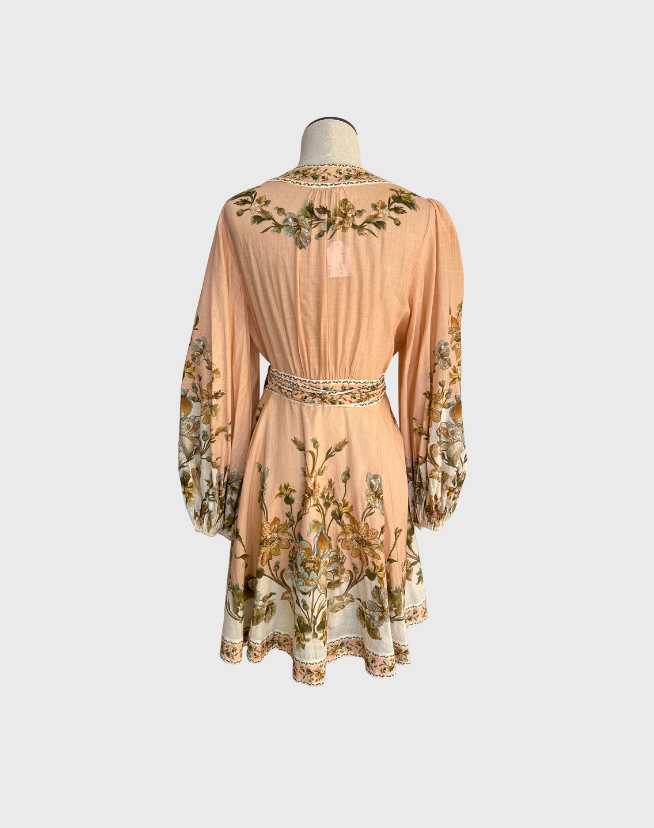 ZIMMERMANN CHINTZ FLORAL WRAP MINI DRESS - SIZE 3