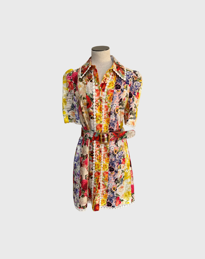 ZIMMERMANN WONDERLAND FLORAL SHIRT DRESS - SIZE 3