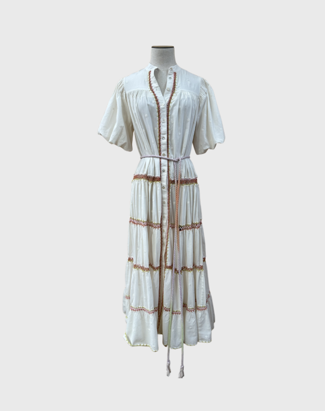ALEMAIS GISELLE EMBROIDERY MIDI DRESS - SIZE 6