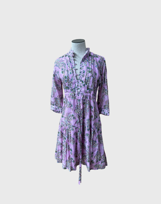 SALLY PHILLIPS COLLARLESS SHIRTDRESS - SIZE 8