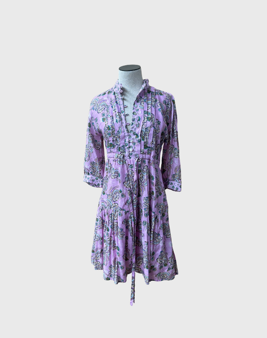 SALLY PHILLIPS COLLARLESS SHIRTDRESS - SIZE 8