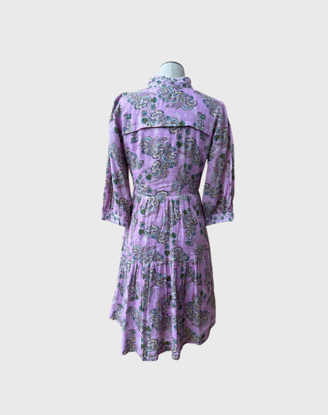 SALLY PHILLIPS COLLARLESS SHIRTDRESS - SIZE 8