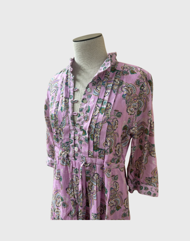 SALLY PHILLIPS COLLARLESS SHIRTDRESS - SIZE 8