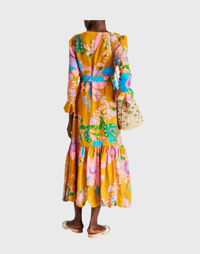 ZIMMERMANN TEDDY GATHERED MIDI DRESS - SIZE 3