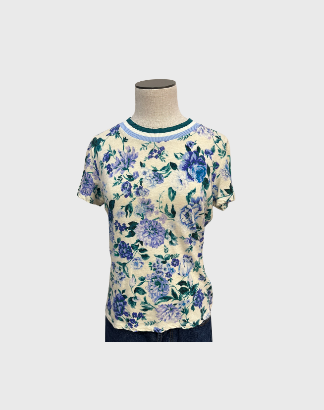 ZIMMERMANN CREW NECK FLORAL TSHIRT - SIZE 1