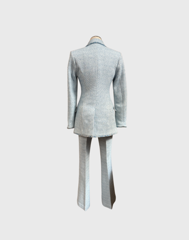 REBECCA VALANCE FRINGED TRIMMED DOUBLE BREASTED BLAZER AND TROUSERS - SIZE 6
