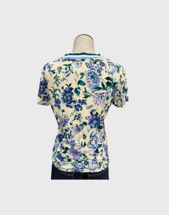 ZIMMERMANN CREW NECK FLORAL TSHIRT - SIZE 1