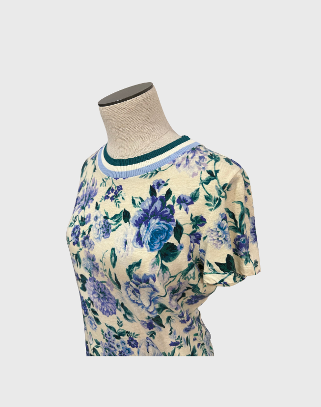 ZIMMERMANN CREW NECK FLORAL TSHIRT - SIZE 1