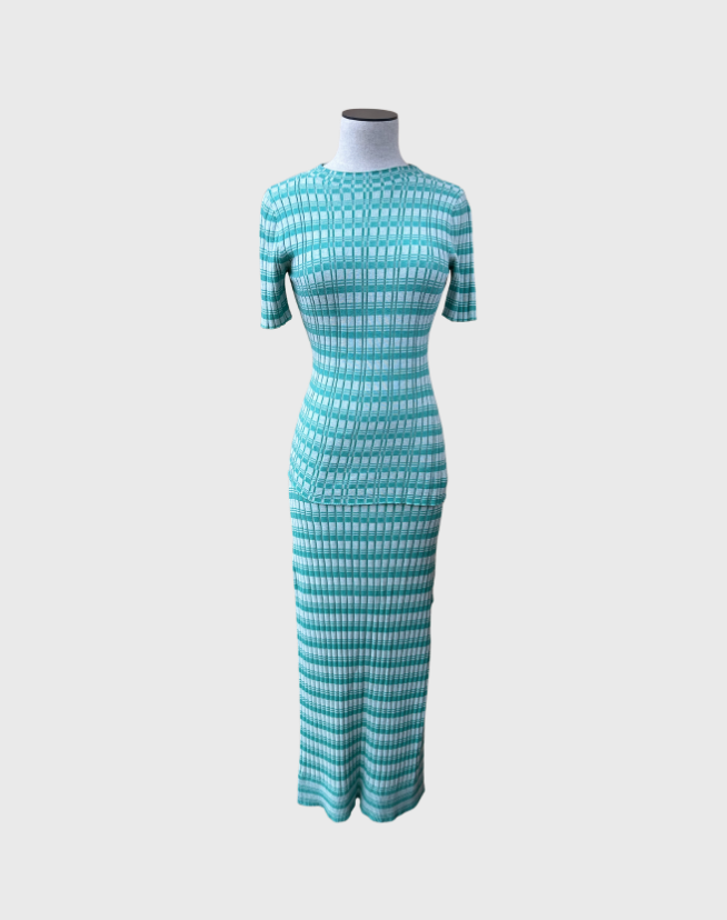 ANNA QUAN STRETCH KNIT SET - SIZE 8 SKIRT AND SIZE 6 TOP
