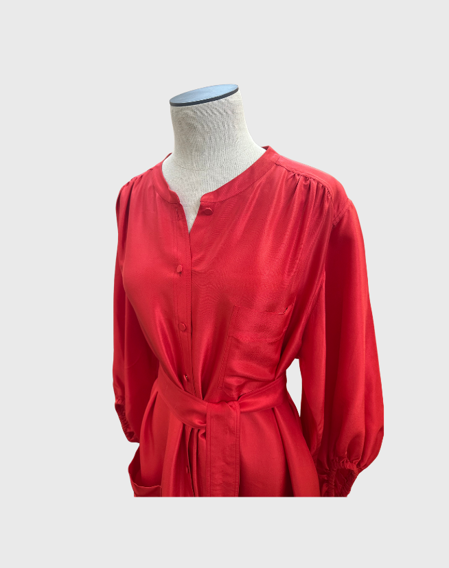 OROTON SILK TIE WAIST DRESS - SIZE 12-14