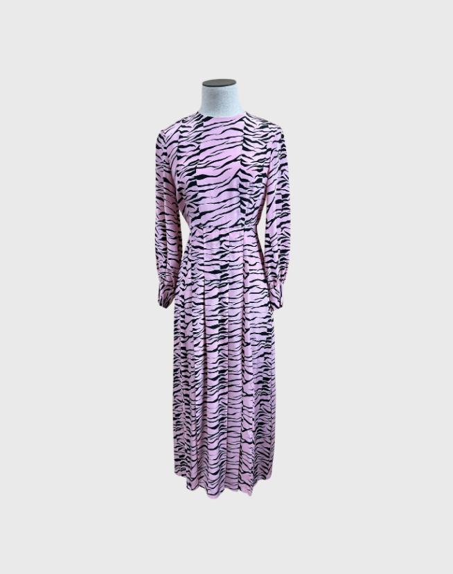 RIXO PRINT LONG SLEEVE MIDI DRESS - SIZE X-SMALL