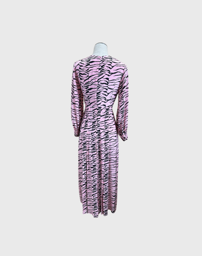 RIXO PRINT LONG SLEEVE MIDI DRESS - SIZE X-SMALL