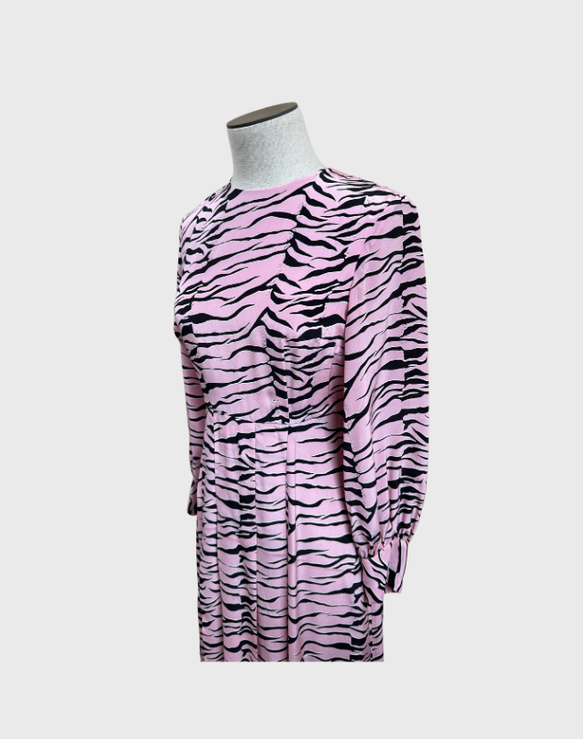 RIXO PRINT LONG SLEEVE MIDI DRESS - SIZE X-SMALL