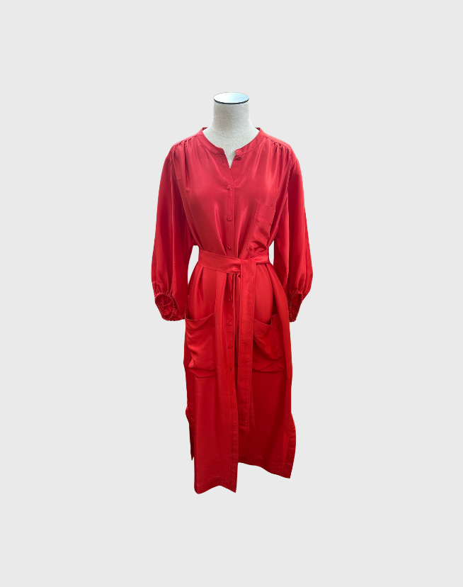 OROTON SILK TIE WAIST DRESS - SIZE 12-14