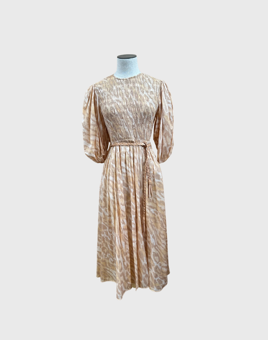 ZIMMERMANN VIOLET SHIRRED BODICE MIDI DRESS - SIZE 2