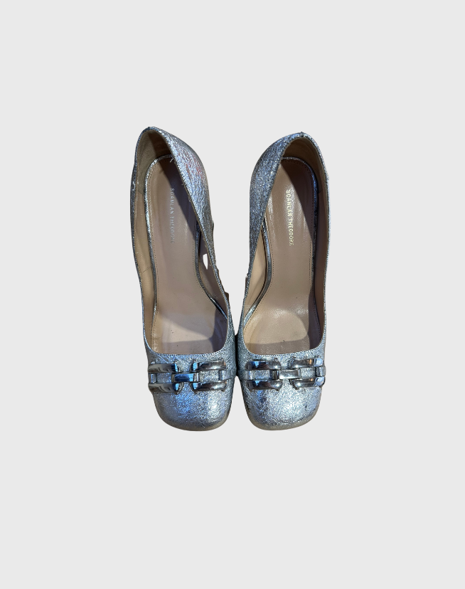 SCANLAN THEODORE CHAIN DETAIL BLOCK HEELS - SIZE 38