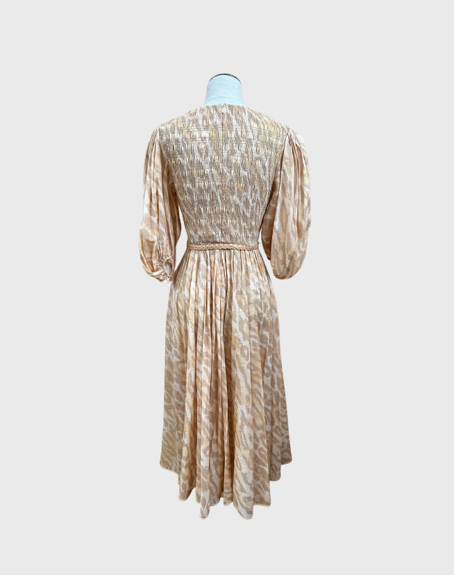ZIMMERMANN VIOLET SHIRRED BODICE MIDI DRESS - SIZE 2