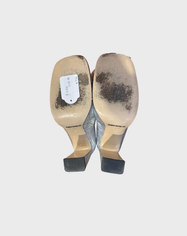 SCANLAN THEODORE CHAIN DETAIL BLOCK HEELS - SIZE 38