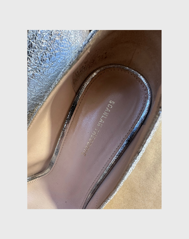 SCANLAN THEODORE CHAIN DETAIL BLOCK HEELS - SIZE 38