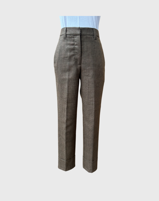 WHITE STORY HOUNDSTOOTH WOOL PANTS - SIZE 8