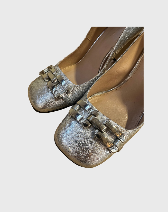 SCANLAN THEODORE CHAIN DETAIL BLOCK HEELS - SIZE 38