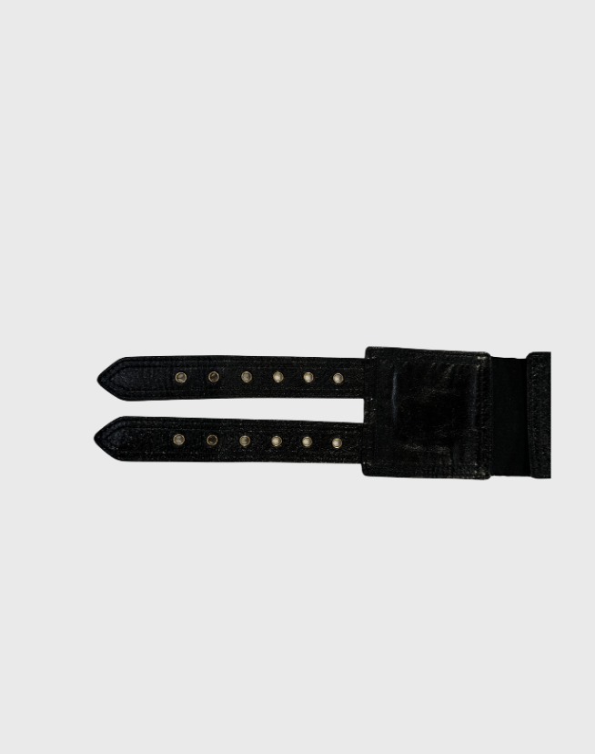 DIOR BLACK SHINE LEATHER SADDLE WAIST BELT