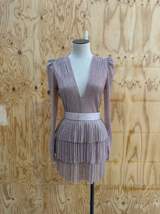 SABINA MUSAYEV CARRY SPARKLE MINI DRESS IN MAUVE - SIZE MEDIUM