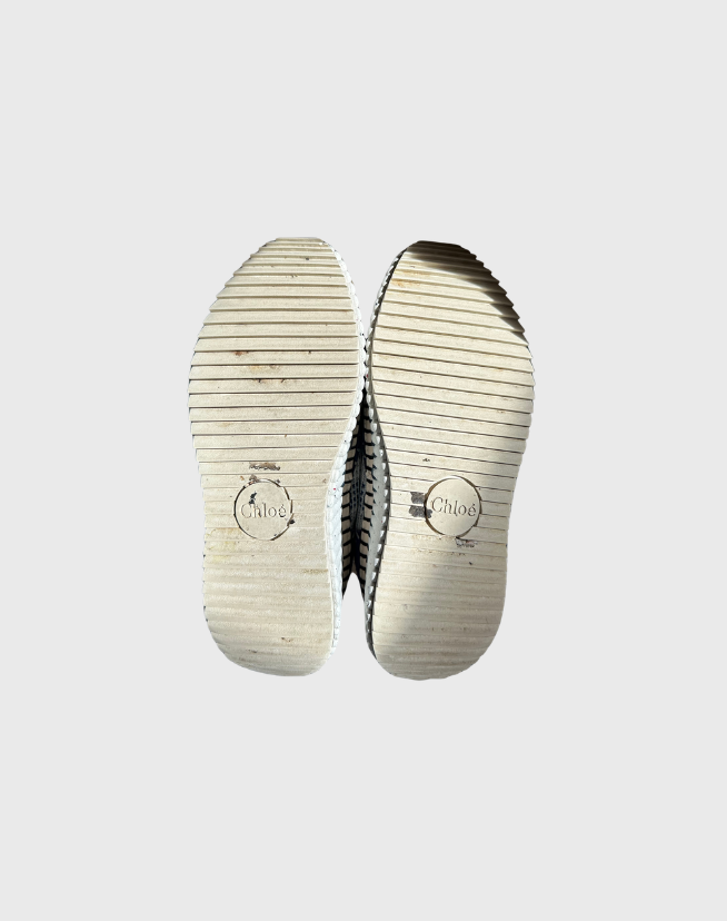 CHLOE NAMA EMBROIDED SUEDE MESH SNEAKERS - SIZE 39