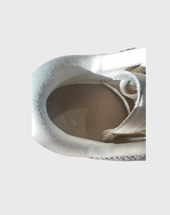 CHLOE NAMA EMBROIDED SUEDE MESH SNEAKERS - SIZE 39