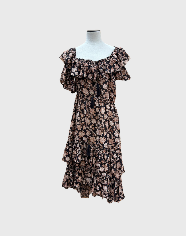 ZIMMERMANN TULSI OFF THE SHOULDER FLORAL DRESS - SIZE 0
