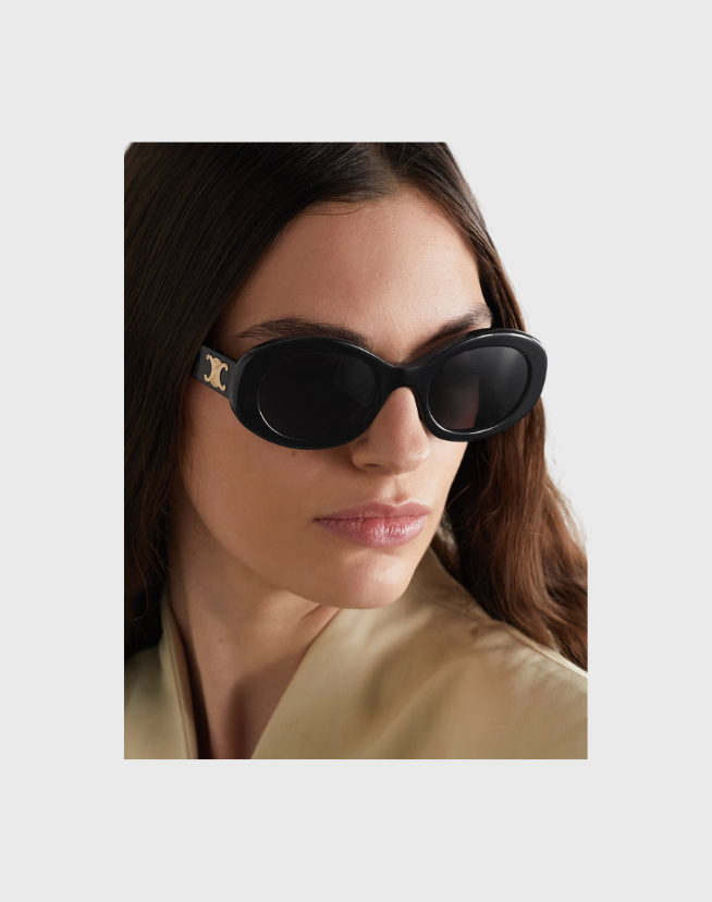 CELINE TRIOMPHE OVAL-FRAME ACETATE SUNGLASSES - $390