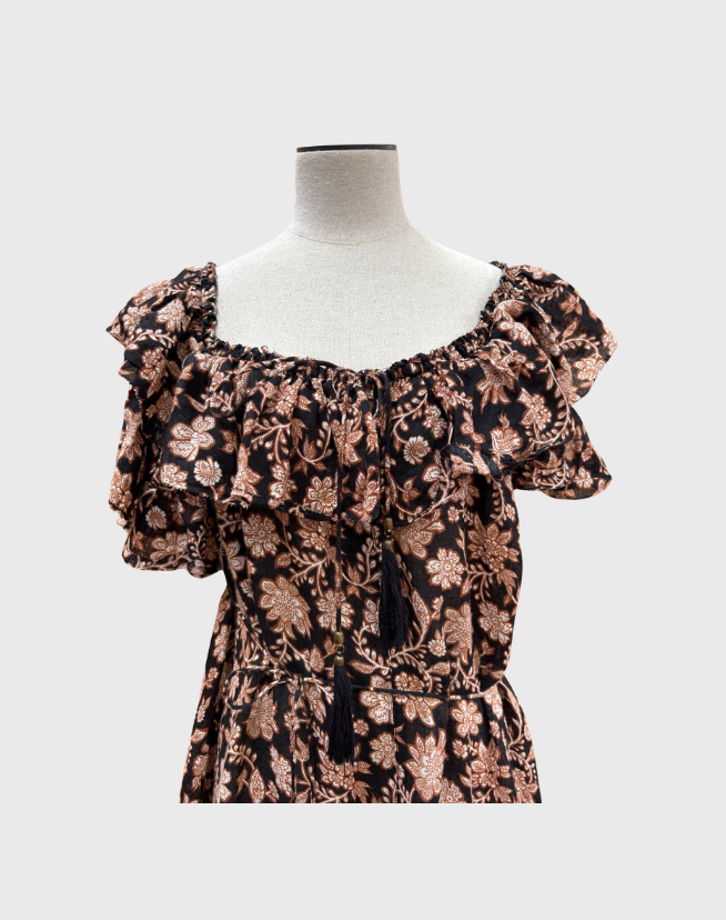 ZIMMERMANN TULSI OFF THE SHOULDER FLORAL DRESS - SIZE 0