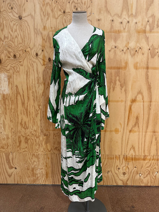 JOHANNA ORTIZ WRAP PRINT DRESS - SIZE 8