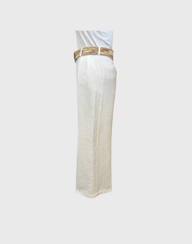 ZIMMERMANN BELTED LINEN WIDE-LEG PANTS - SIZE 0