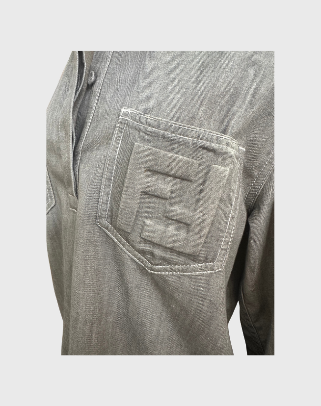 FENDI CHAMBRAY LONG SLEEVE SHIRT - SIZE 40