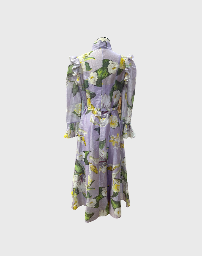 LEO LIN JOSEPHINE SILK GOWN LILY BLOSSOM PRINT - SIZE 12