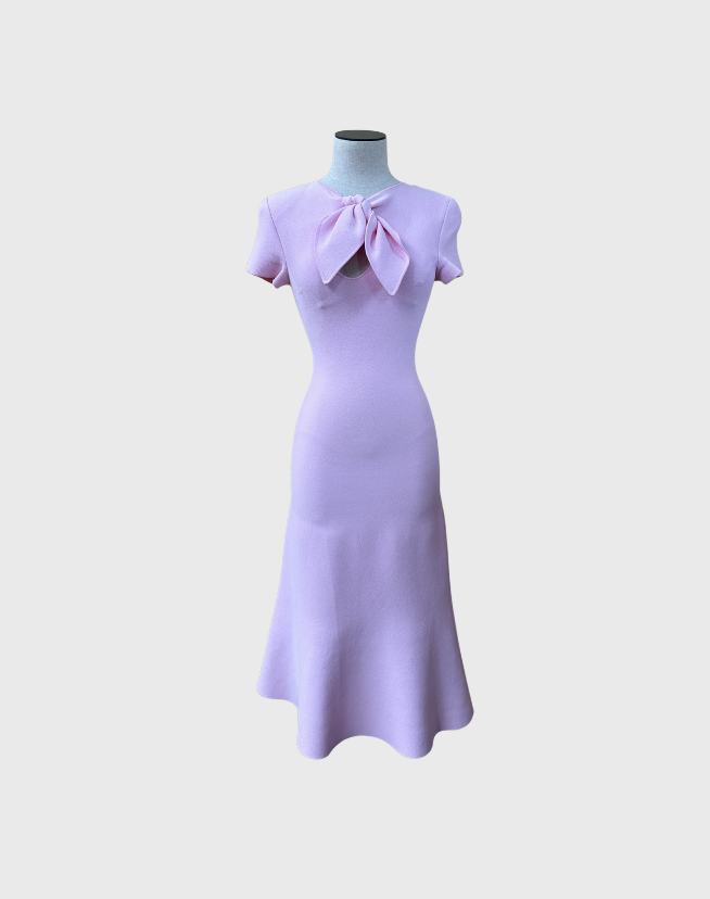 SCANLAN THEODORE CREPE KNIT CRAVET MIDI DRESS - SIZE XS