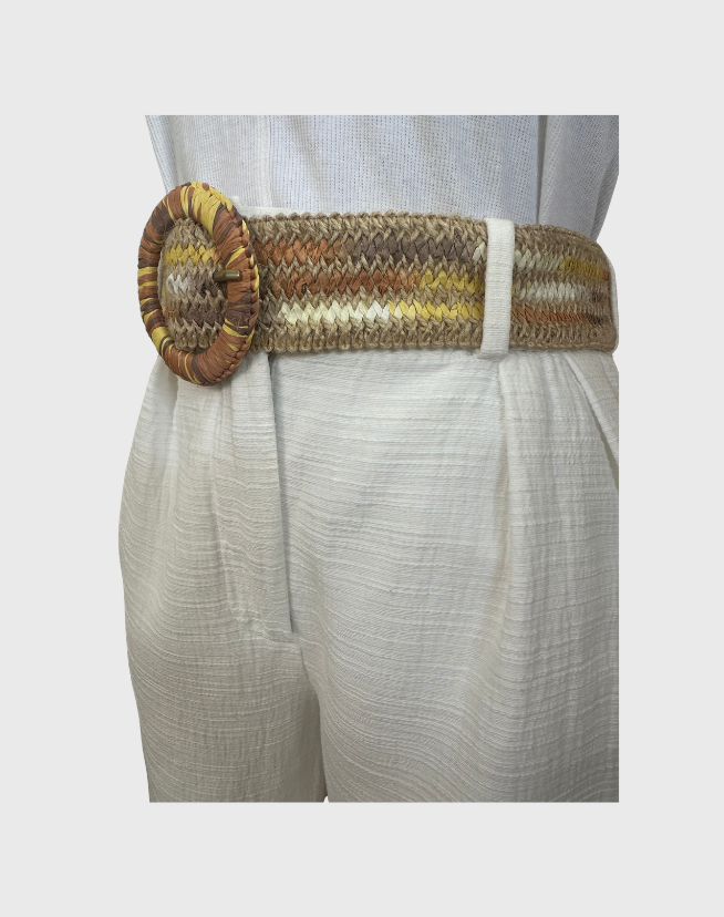 ZIMMERMANN BELTED LINEN WIDE-LEG PANTS - SIZE 0