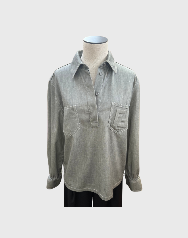 FENDI CHAMBRAY LONG SLEEVE SHIRT - SIZE 40