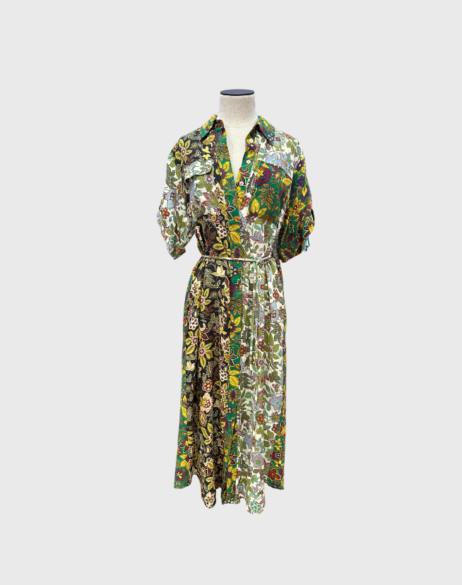 ALEMAIS ISABELLA PATCHWORK SHIRTDRESS - SIZE 8