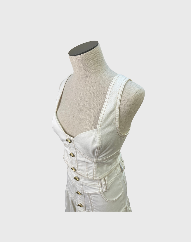 AJE ELENA CROPPED DENIM BUSTIER - SIZE 10