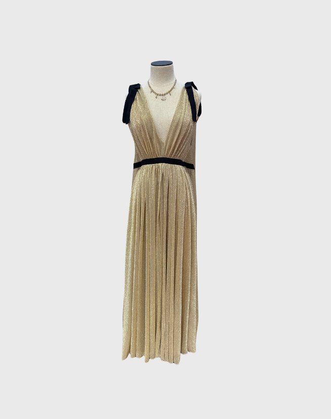SCANLAN THEODORE TINSEL GROSGRAIN GOWN - SIZE XS
