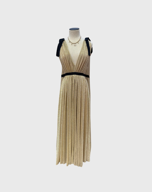 SCANLAN THEODORE TINSEL GROSGRAIN GOWN - SIZE XS