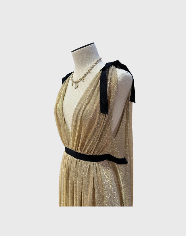 SCANLAN THEODORE TINSEL GROSGRAIN GOWN - SIZE XS