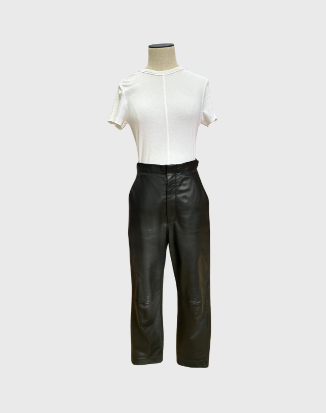 SCANLAN THEODORE LEATHER SLIM CROP PANTS - SIZE 8