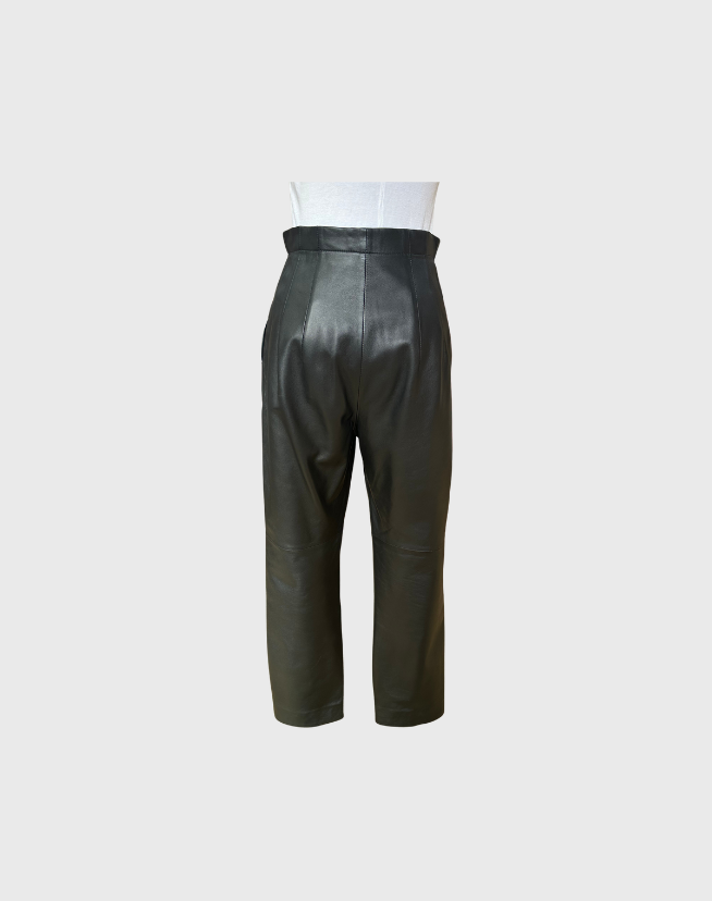 SCANLAN THEODORE LEATHER SLIM CROP PANTS - SIZE 8