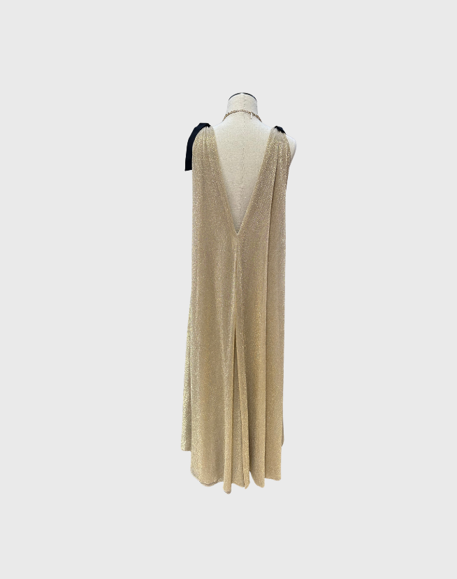 SCANLAN THEODORE TINSEL GROSGRAIN GOWN - SIZE XS