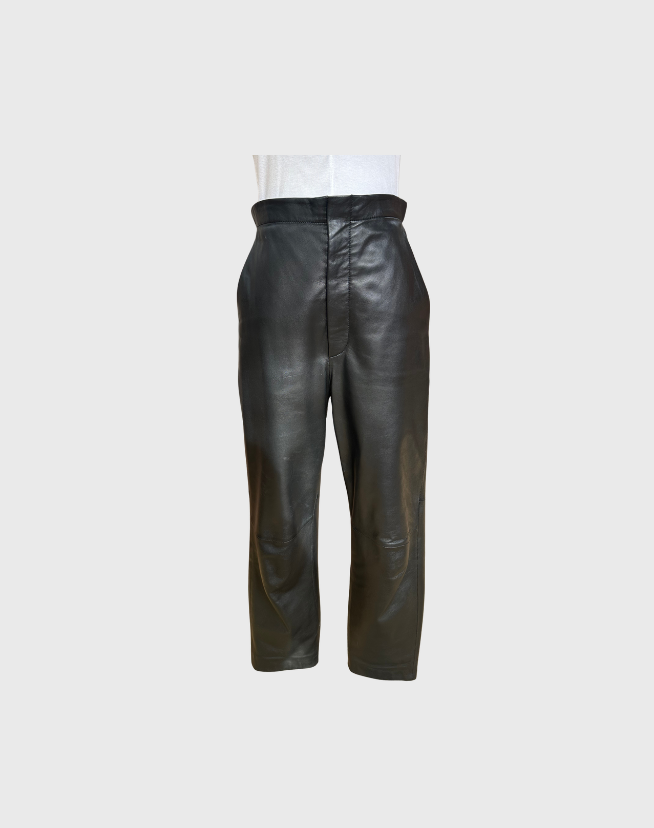 SCANLAN THEODORE LEATHER SLIM CROP PANTS - SIZE 8